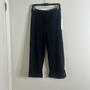 IC CONNIE K Collection Solid Black Cropped Wide Leg Stretch Pants Medium NWT